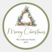 Elegant Boho Watercolor Holiday Gift Wrap Sticker ラウンドシール (正面)