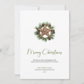 Elegant Boho Watercolor Pine Wreath Christmas Card シーズンカード (正面)