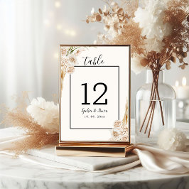 Elegant Boho Wedding with Beige & Yellow Flowers テーブルナンバー