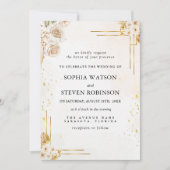 "Elegant Boho Wedding with Beige & Yellow Flowers 招待状 (正面)