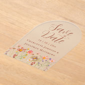 Elegant Boho Wildflower Meadow Wedding アクリル招待状 (レイダウン)