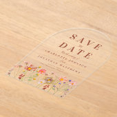 Elegant Boho Wildflower Meadow Wedding アクリル招待状 (レイダウン)