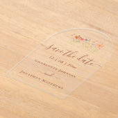 Elegant Boho Wildflower Meadow Wedding アクリル招待状 (レイダウン)