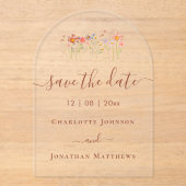Elegant Boho Wildflower Meadow Wedding アクリル招待状 (正面)