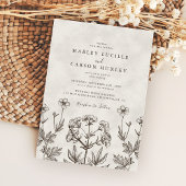 Elegant Boho Wildflower White Texture Wedding 招待状