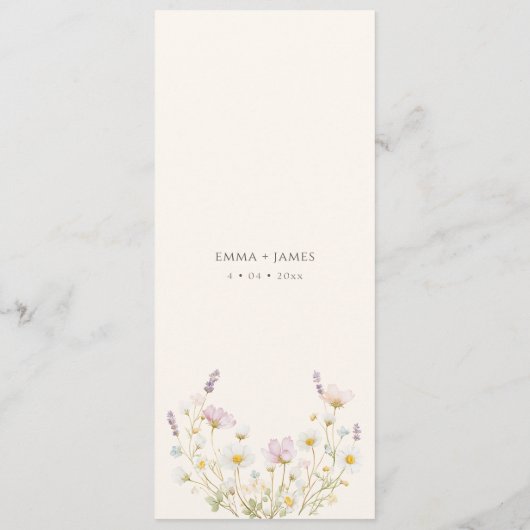 Elegant Boho wildflowers Script Wedding  メニュー (裏面)