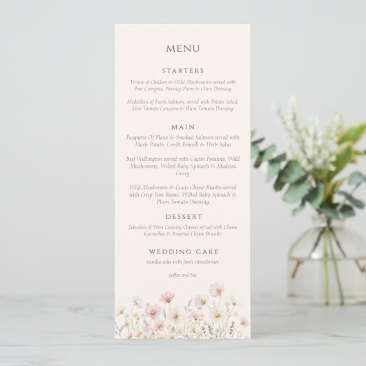 Elegant Boho wildflowers Script Wedding  メニュー (スタンド正面)