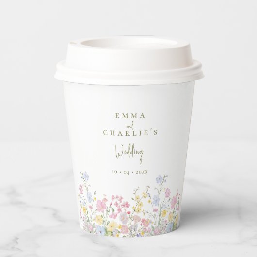 Elegant Boho Wildflowers Wedding 紙コップ (裏面)