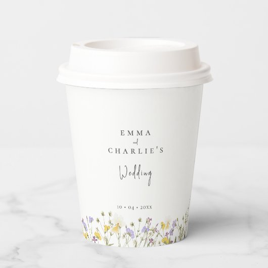 Elegant Boho Wildflowers Wedding 紙コップ (裏面)