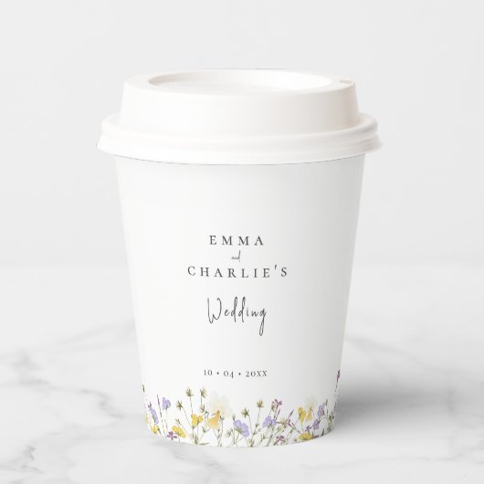 Elegant Boho Wildflowers Wedding 紙コップ (正面)