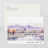Elegant Boise, Idaho Watercolor Landscape Travel シーズンポストカード (正面/裏面)