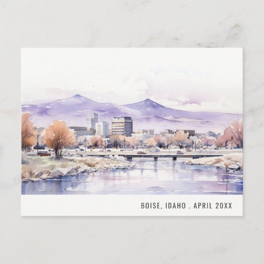 Elegant Boise, Idaho Watercolor Landscape Travel シーズンポストカード (正面)
