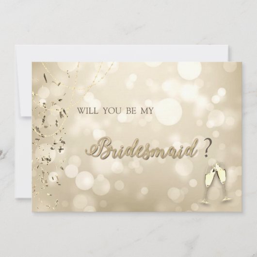 Elegant Bokeh,Confetti Wine Glasses  招待状 (正面)