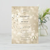Elegant Bokeh,Confetti Wine Glasses Wedding 招待状 (スタンド正面)
