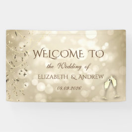 Elegant Bokeh,Confetti Wine Glasses Wedding 横断幕