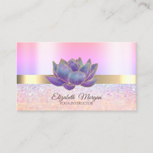 Elegant Bokeh Gold Stripe,Glitter Lotus  名刺 (正面)