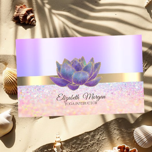 Elegant Bokeh Gold Stripe,Glitter Lotus 名刺