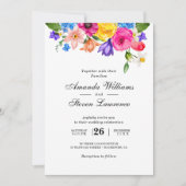 Elegant Bold Colorful Watercolor Floral wedding 招待状 (正面)