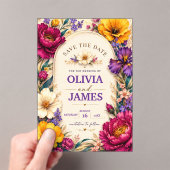 Elegant Bold Floral Wedding Invitation アクリル招待状 (インサイチュ (ポータブル))