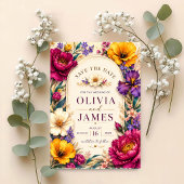 Elegant Bold Floral Wedding Invitation セーブザデート