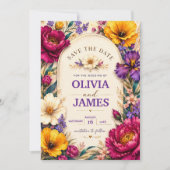 Elegant Bold Floral Wedding Invitation セーブザデート (正面)