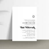 Elegant Bold Retro Script Minimalist Bat Mitzvah 招待状