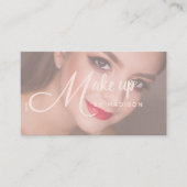 Elegant Bold Script Blush Pink Photo Makeup 名刺 (正面)