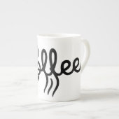 Elegant Bone China Coffee Mug - Minimalist Script  ボーンチャイナマグカップ (正面右)