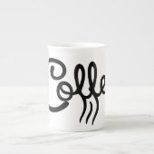 Elegant Bone China Coffee Mug - Minimalist Script  ボーンチャイナマグカップ (正面)