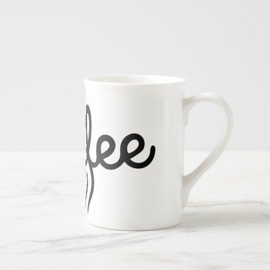Elegant Bone China Coffee Mug - Minimalist Script  ボーンチャイナマグカップ (右)