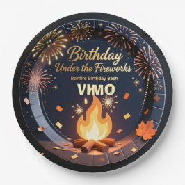 Elegant Bonfire Night Birthday Party Paper Plates  ペーパープレート
