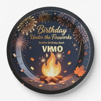 Elegant Bonfire Night Birthday Party Paper Plates  ペーパープレート