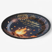 Elegant Bonfire Night Birthday Party Paper Plates ペーパープレート (アングル)