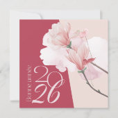 Elegant Bonne Année 2026 Floral Card ノートカード (正面)