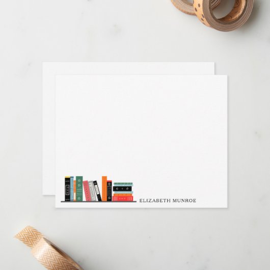 Elegant Book Shelf Illustration Personalized ノートカード (正面/裏面インサイチュ)