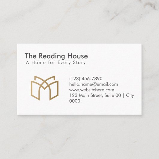 Elegant Bookstore Library Professional Librarian 名刺 (正面)