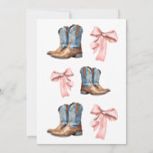 Elegant Boots and Bows Pink Girl Baby Shower 招待状 (裏面)