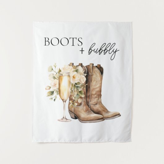 Elegant Boots and Bubbly Wester Bridal Shower タペストリー (正面)