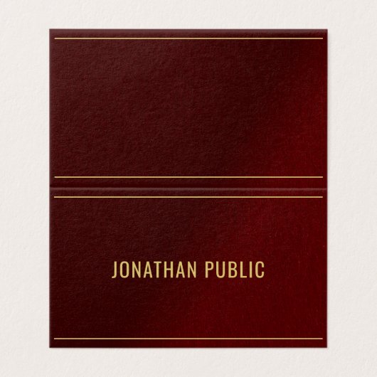Elegant Bordeaux And Gold Template Folded 名刺 (外部フラット)