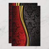 elegant bordeaux-gold-schwarz Barock-Einladungskar 招待状 (正面/裏面)