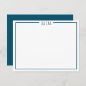 Elegant Border Monogrammed Minimalist ノートカード (正面/裏面)