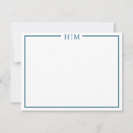Elegant Border Monogrammed Minimalist ノートカード