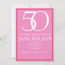 Elegant Border Script Pink 50th Birthday Party  招待状