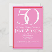 Elegant Border Script Pink 50th Birthday Party  招待状 (正面)