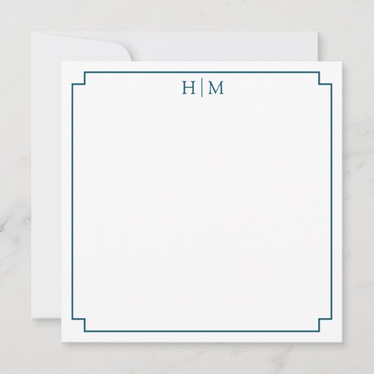 Elegant Border Simple Monogram Note Card ノートカード (正面)