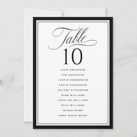 Elegant Border Wedding Seating Chart Table Numbers (正面)
