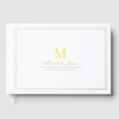 Elegant borders gold minimalist monogram wedding ゲストブック (正面)