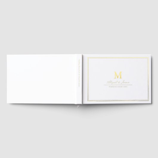 Elegant borders gold minimalist monogram wedding ゲストブック (全面)