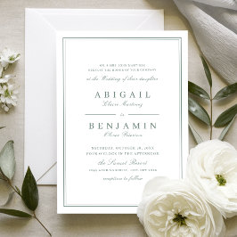 Elegant borders sage green minimalist wedding 招待状
