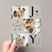 Elegant Botanica Photo Collage Joy Christmas Card アクリル招待状 (インサイチュ (ポータブル))